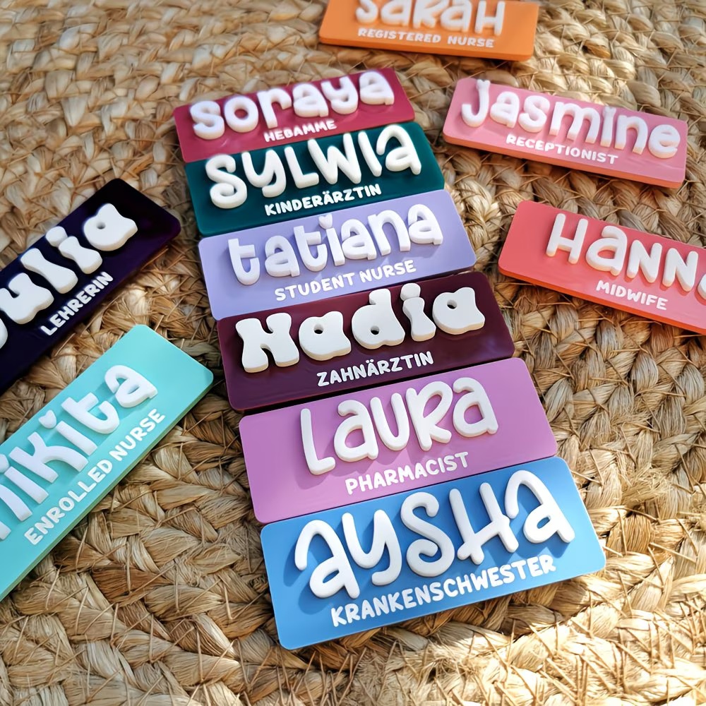 Embroidery Name - Personalized Name Brooch Badges Acrylic Custom