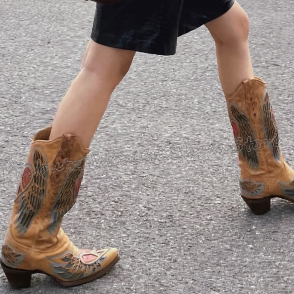 Embroidery Shoes - Embroidered Cowboy Western Boots Knee High