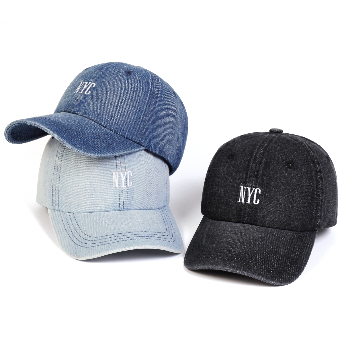 Embroidery Nyc - Unisex NYC Embroidery Denim Baseball Caps