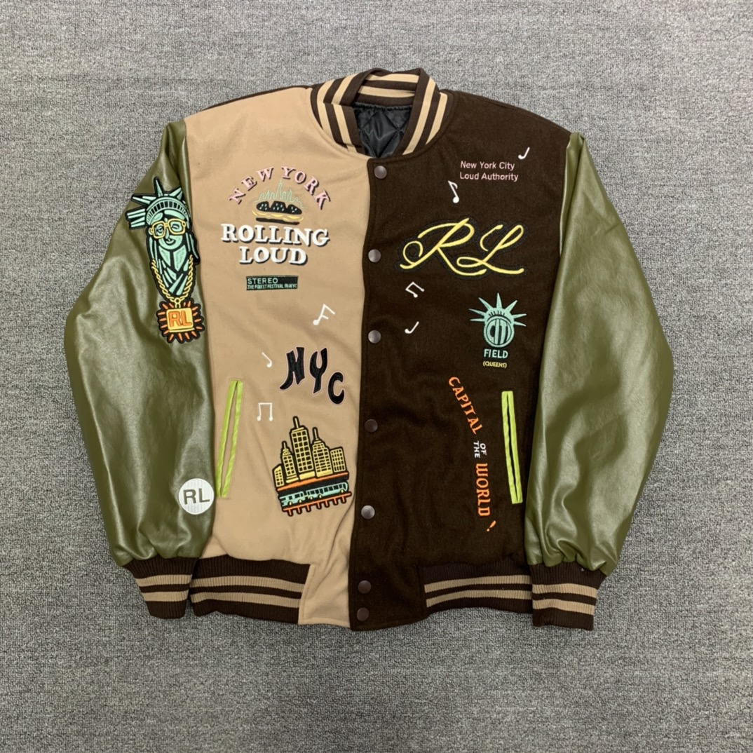 Embroidery Nyc - Heavy Embroidery Baseball Jacket Cotton Polyester
