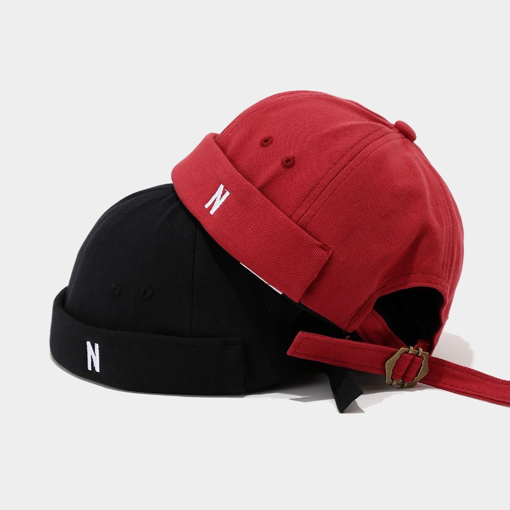 Embroidery Letter N - Vintage Cotton Brimless Hat Letter N