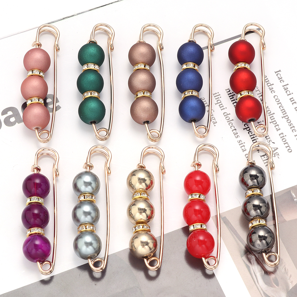 Embroidery Simple - 5pcs Imitation Pearl Rhinestone Brooch Fashion