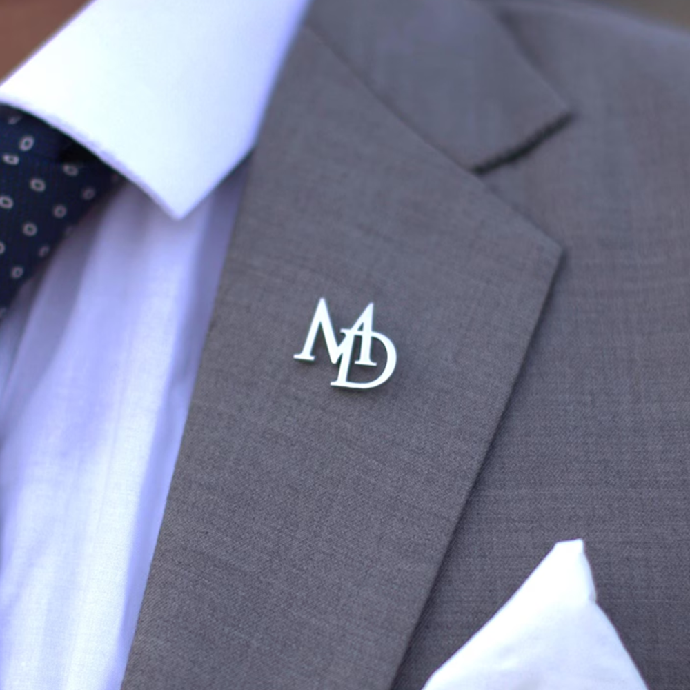 Embroidery Name - Custom Initials Brooch for Men's Suit