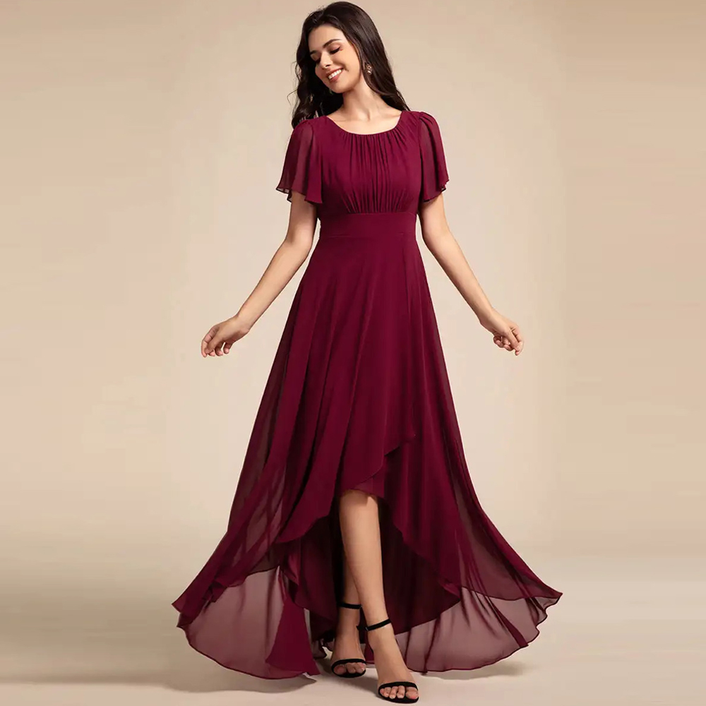 Embroidery Ribbon - BAZIIINGAAA Party Dress Elegant Round Neck