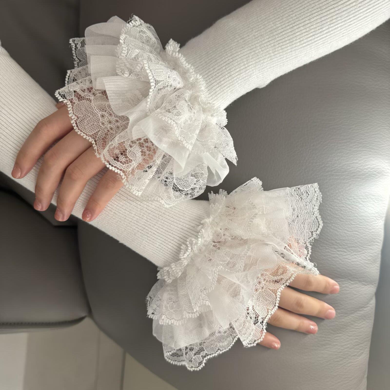 Embroidery Uniform - * Lolita Hand Sleeve Knitted Patchwork