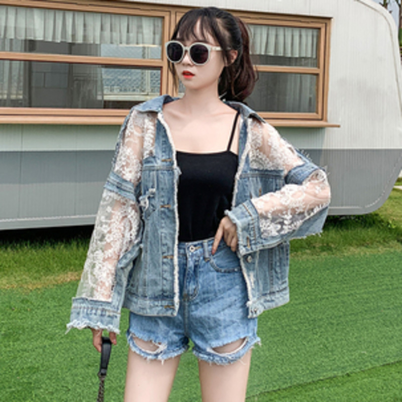 Embroidery Jacket Jeans - Autumn Fashion Streetwear Lace Patchwork Denim