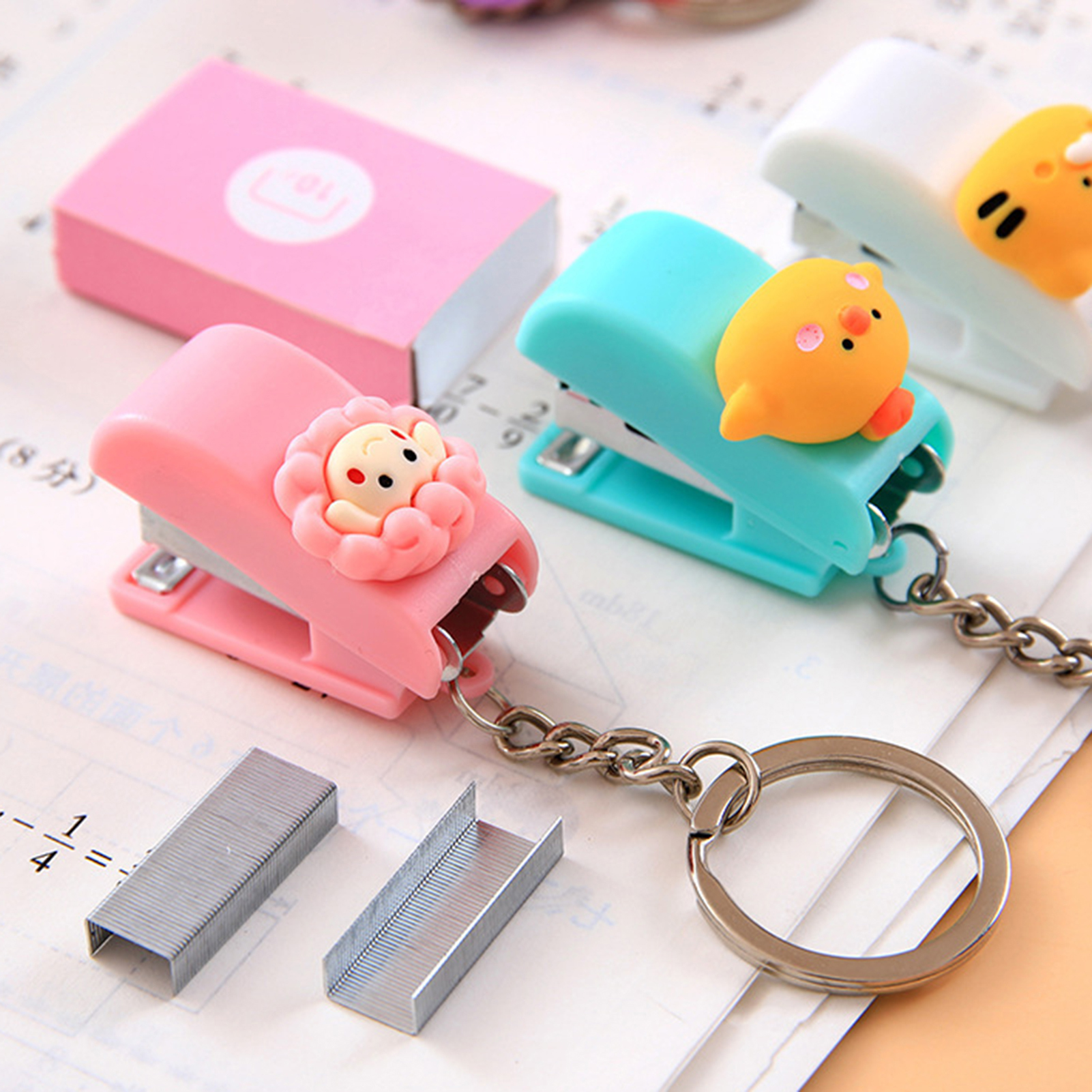 Needle Book Organizer - Cartoon Stapler Keychain Portable Books Binding