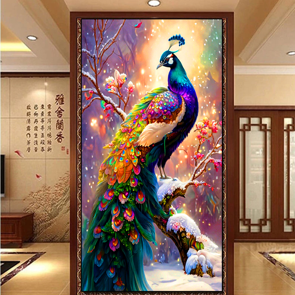 Embroidery And Quilting - Colour Peacock Scenery Diamond Painting New