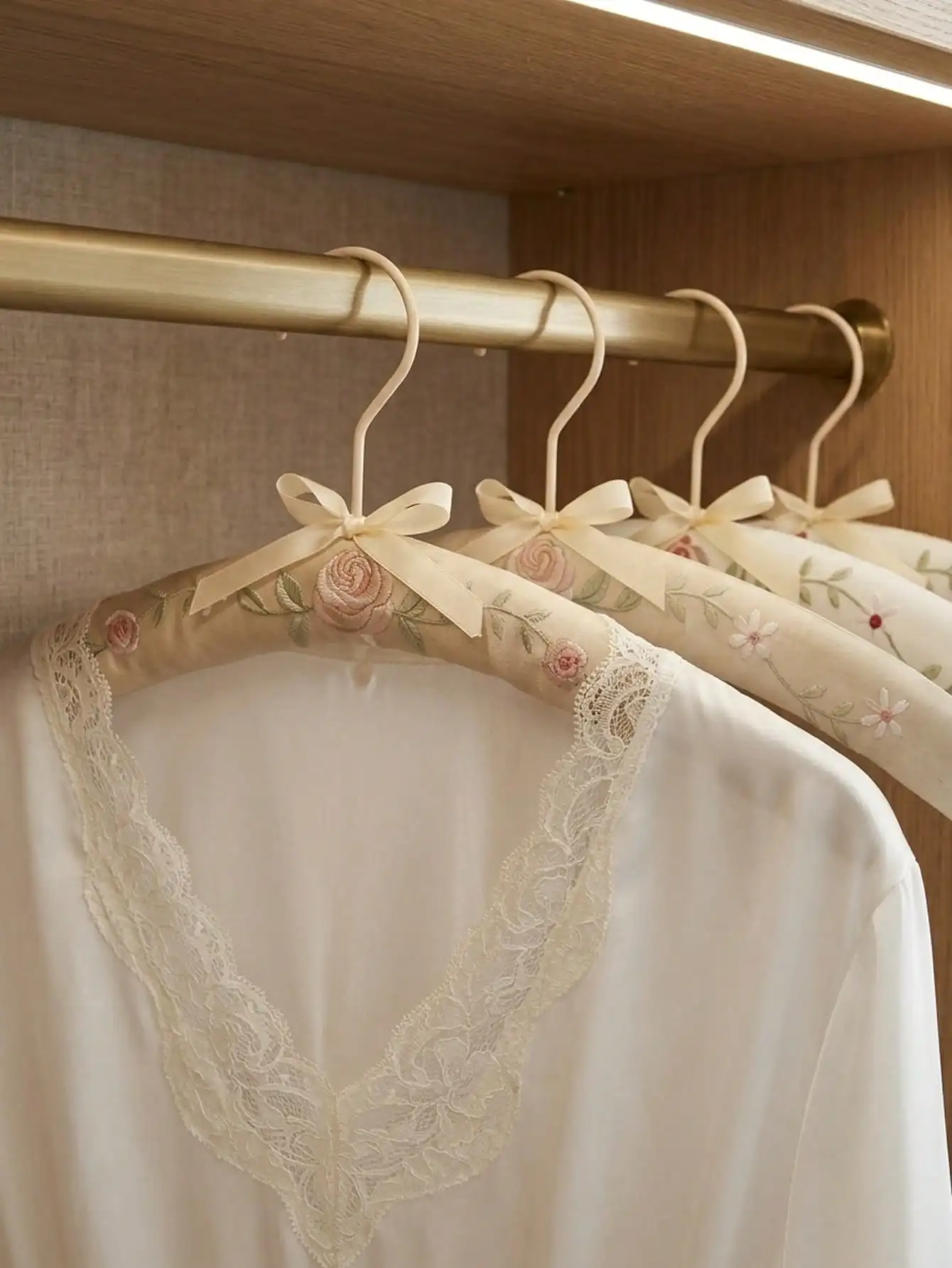 Embroidery Ribbon - Embroidery-Covered Hanging Rack, A Non-Slip Clothing