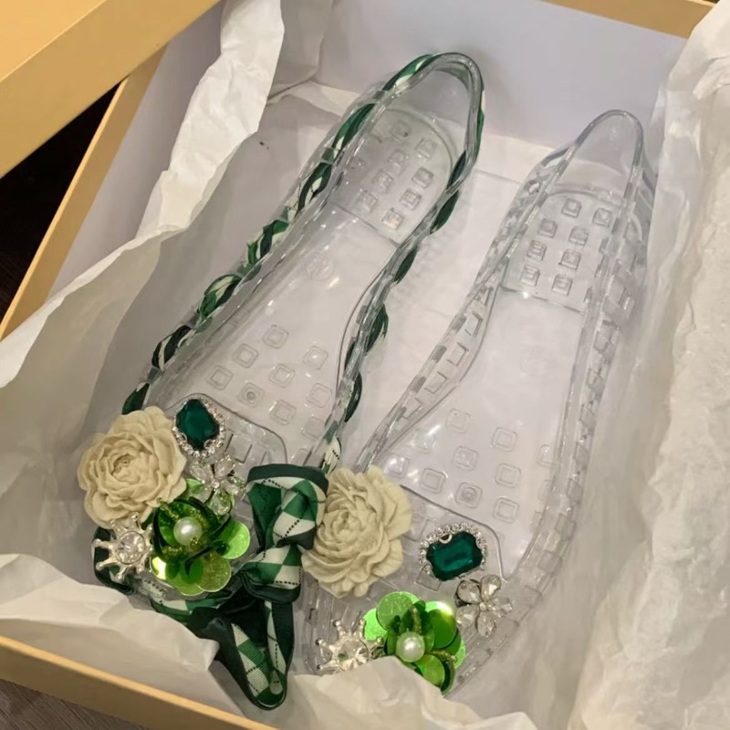 Embroidery Flat Shoes - New Style Square-toe Open-toe Sandals with