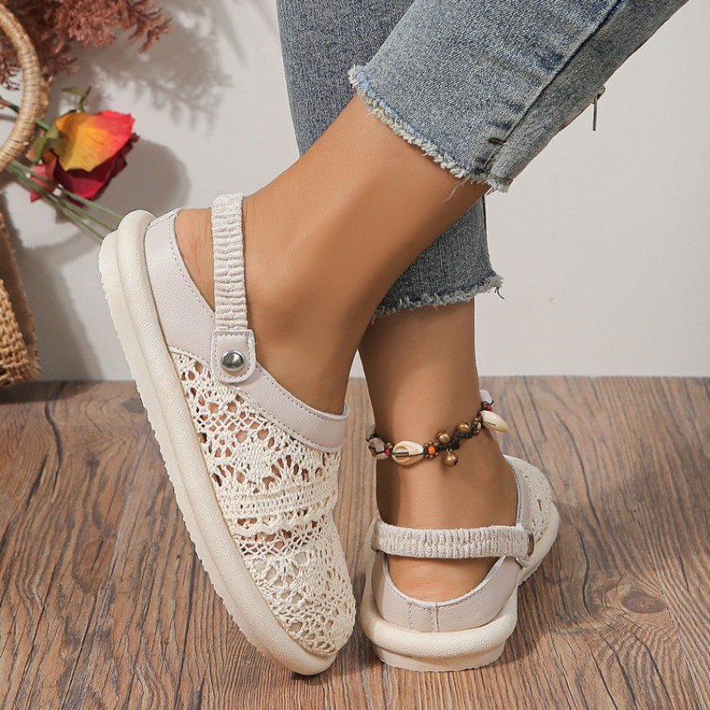 Embroidery Flat Shoes - Summer Sweet Sandals Women Closed Toe