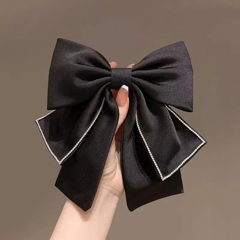 Embroidery Ribbon - Retro Ribbon Bow Hair Clips Solid