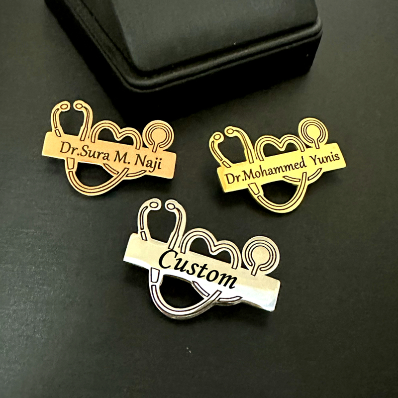 Embroidery Name - Custom Healthcare Worker Doctor Brooch Can