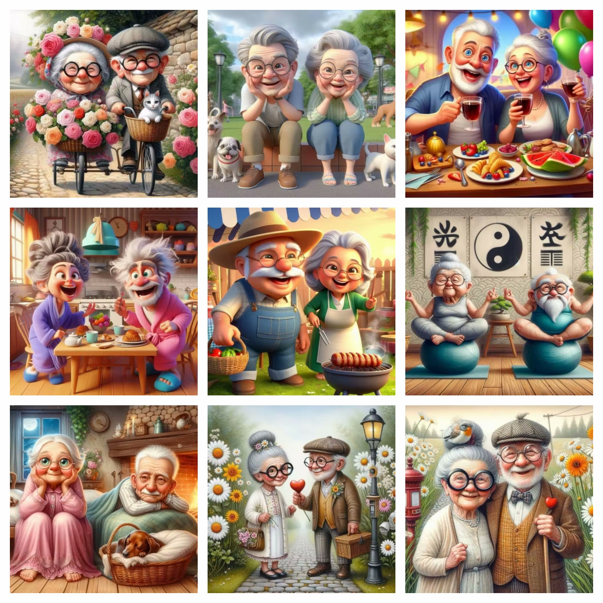 Cartoon Happy Old Couple 5D Fu – обзор и цена Embroidery Painting