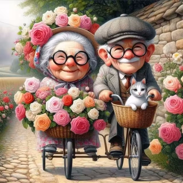 Cartoon Happy Old Couple 5D Fu – обзор и цена Embroidery Painting