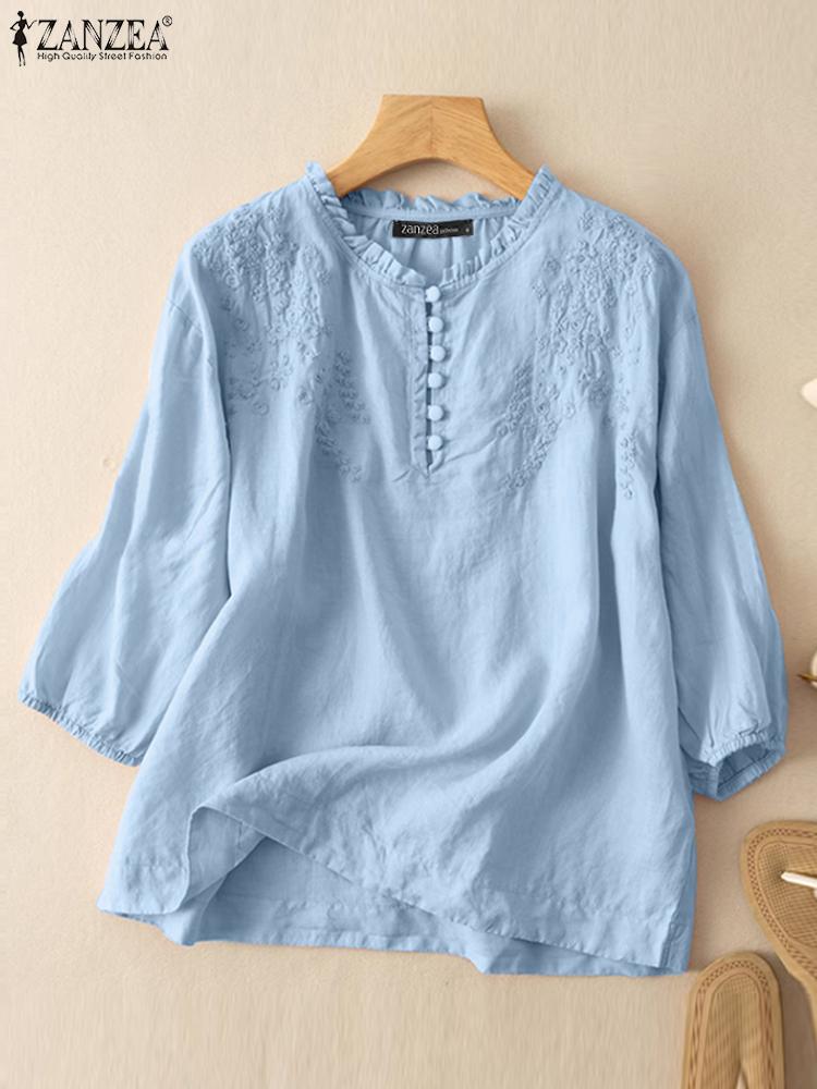 ZANZEA Summer Vintage Shirts E – обзор и цена Embroidery Online
