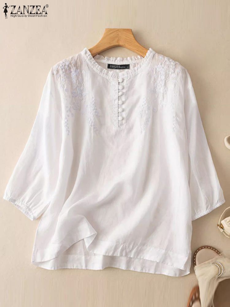 ZANZEA Summer Vintage Shirts E – обзор и цена Embroidery Online