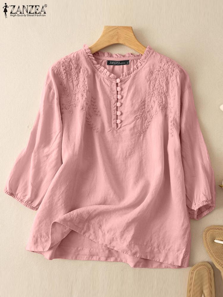 ZANZEA Summer Vintage Shirts E – обзор и цена Embroidery Online