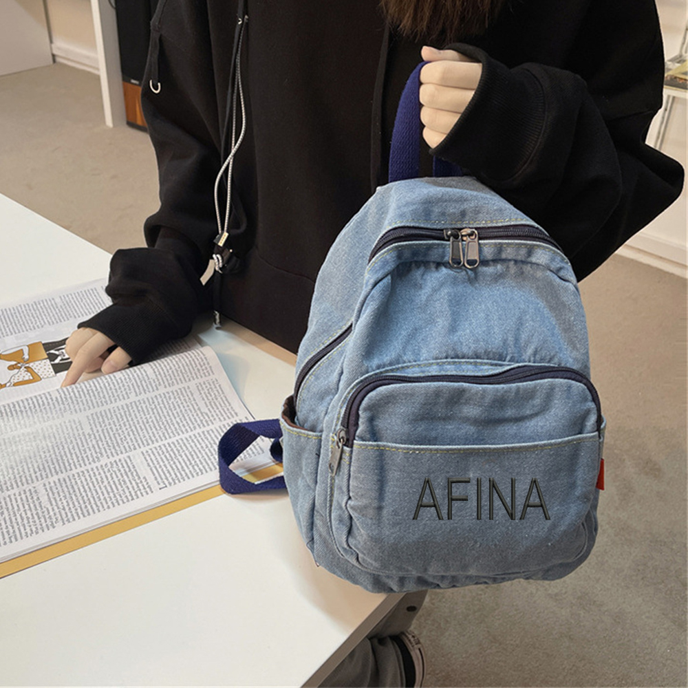 Denim Backpack Girls' New Stud – обзор и цена Embroidery Name