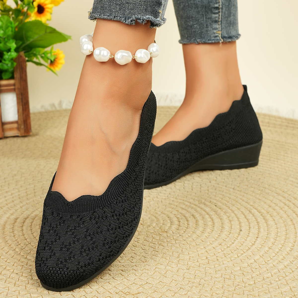 Women's Breathable Knit Flats  – обзор и цена Embroidery Flat Shoes