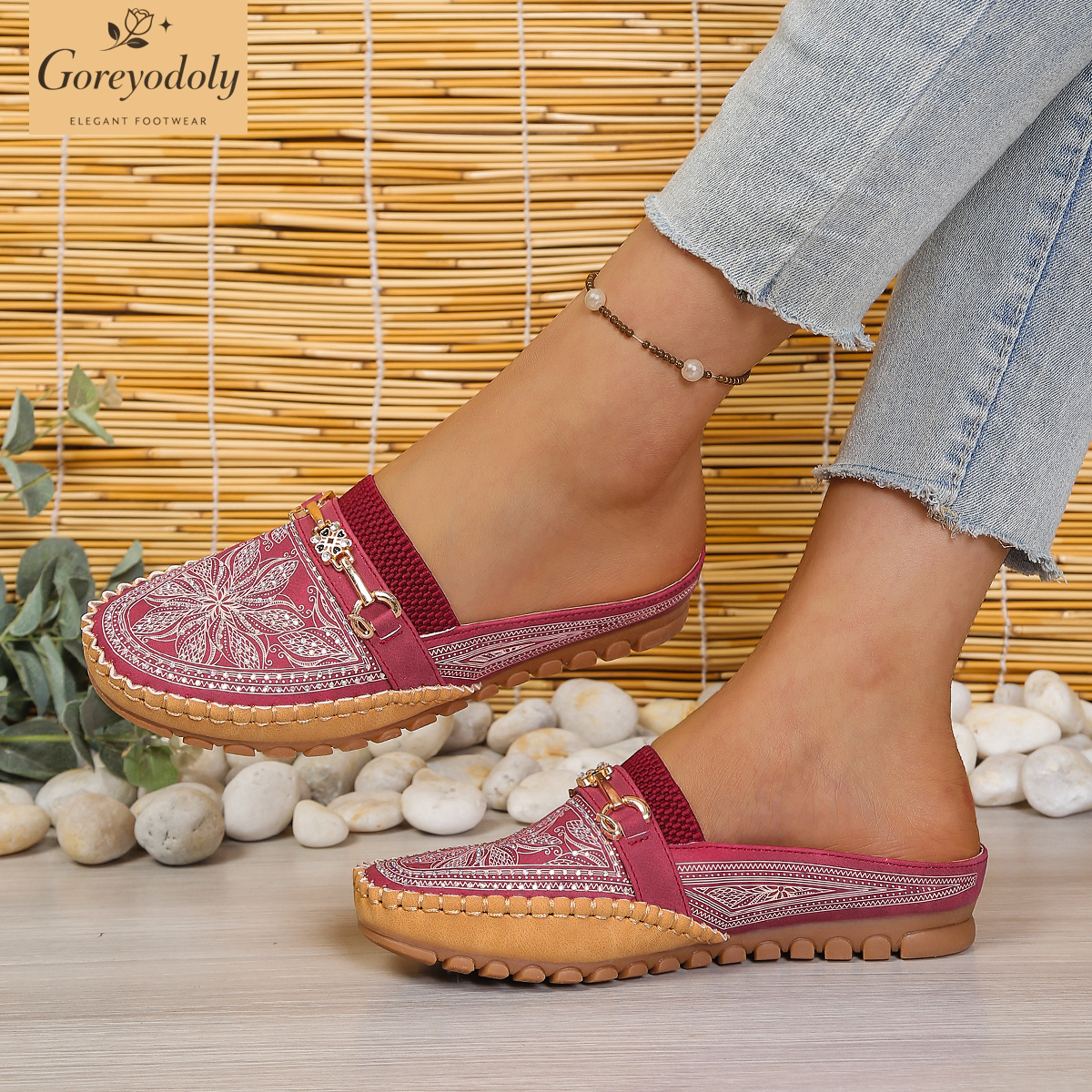 Goreyodoly women mule flats rh – обзор и цена Embroidery Shoes