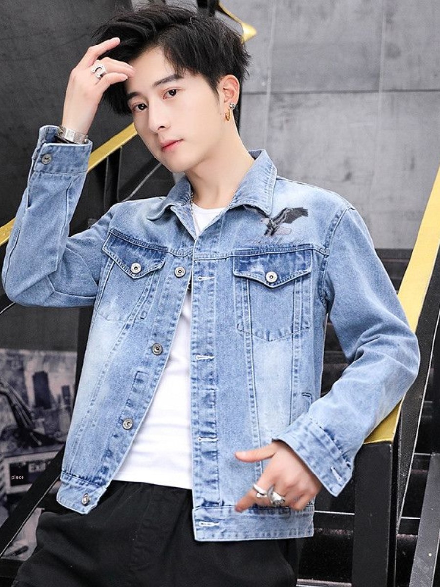 New 2026 Men's Denim Jacket Sp – обзор и цена Embroidery Jacket Jeans