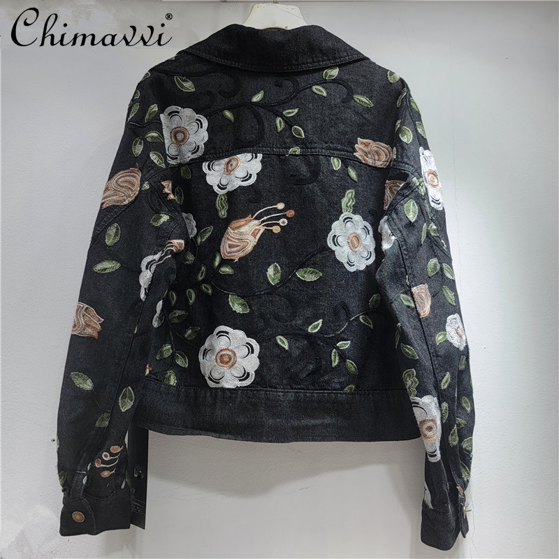 Vintage Turn-Down Collar Embro – обзор и цена Embroidery Jacket Jeans