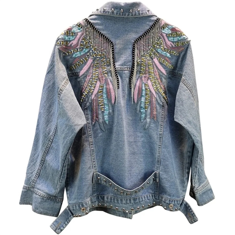2024 New AutumnFashion Rivet W – обзор и цена Embroidery Jacket Jeans