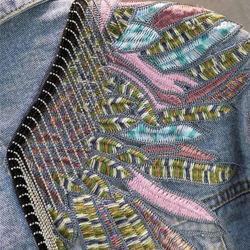 2024 New AutumnFashion Rivet W – обзор и цена Embroidery Jacket Jeans