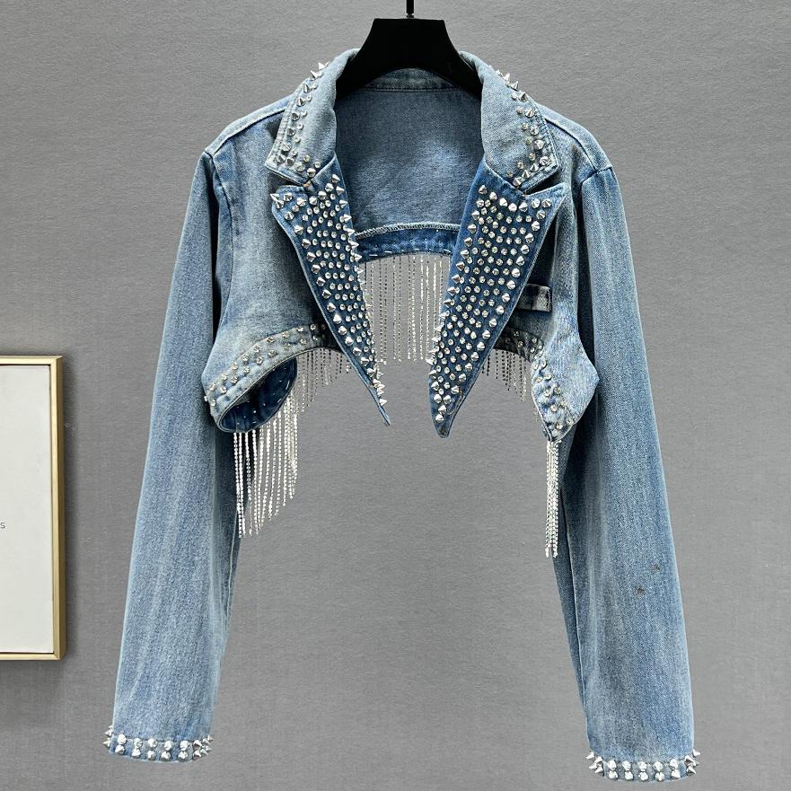 Rhinestone Beaded Tassels Rive – обзор и цена Embroidery Jacket Jeans