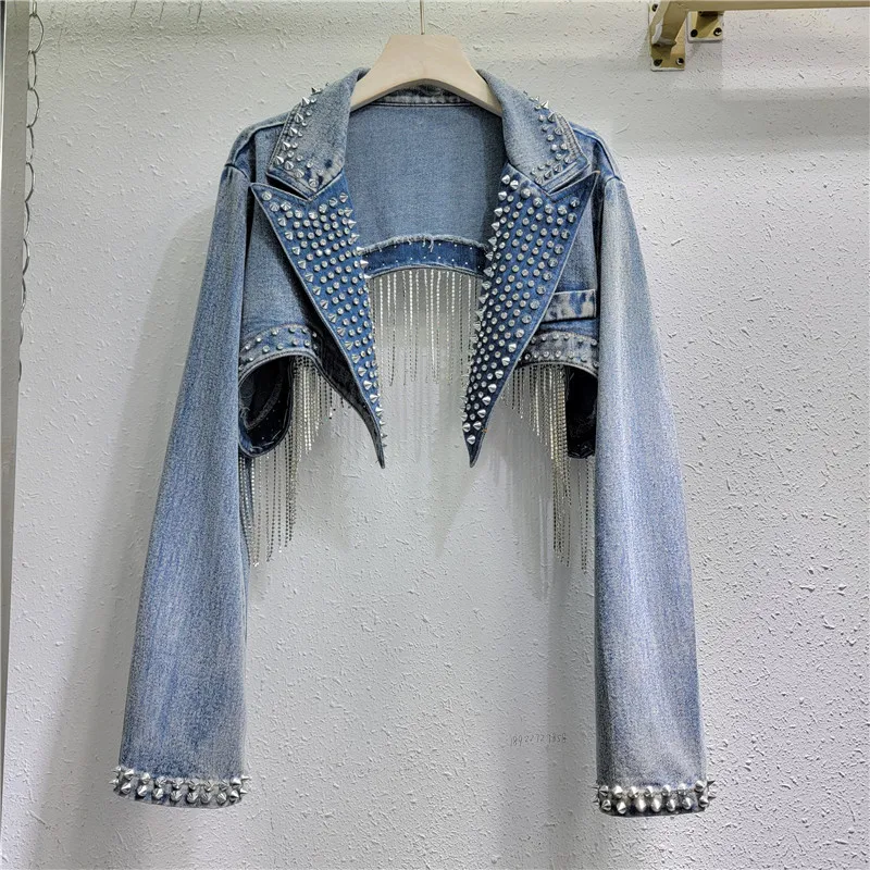 Rhinestone Beaded Tassels Rive – обзор и цена Embroidery Jacket Jeans