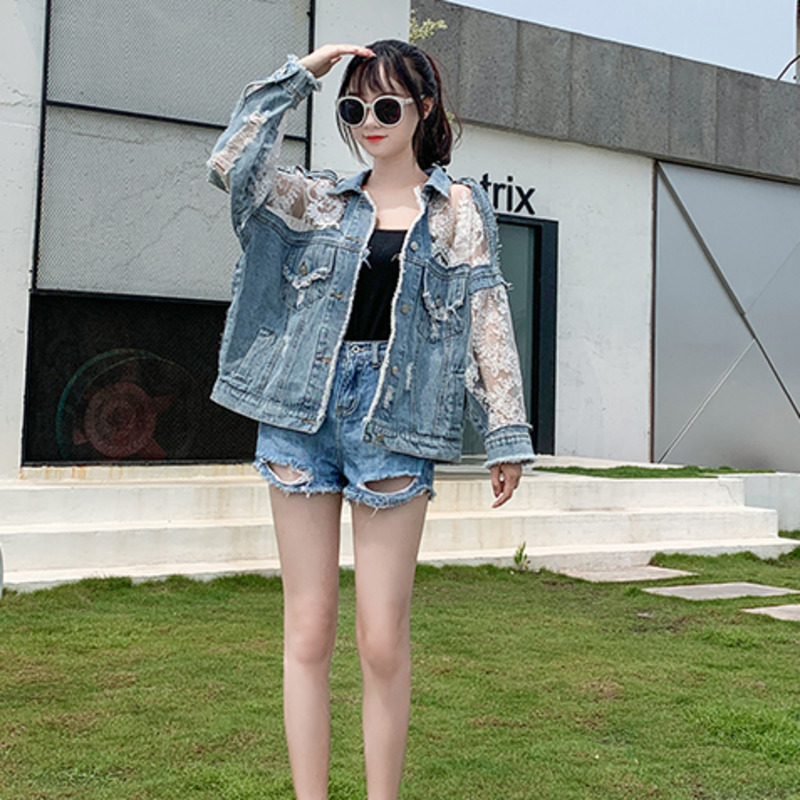 Autumn Fashion Streetwear Lace – обзор и цена Embroidery Jacket Jeans
