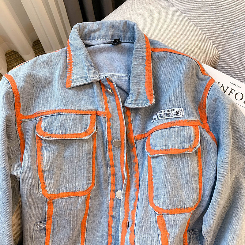 Retro Women Striped Graffiti C – обзор и цена Embroidery Jacket Jeans