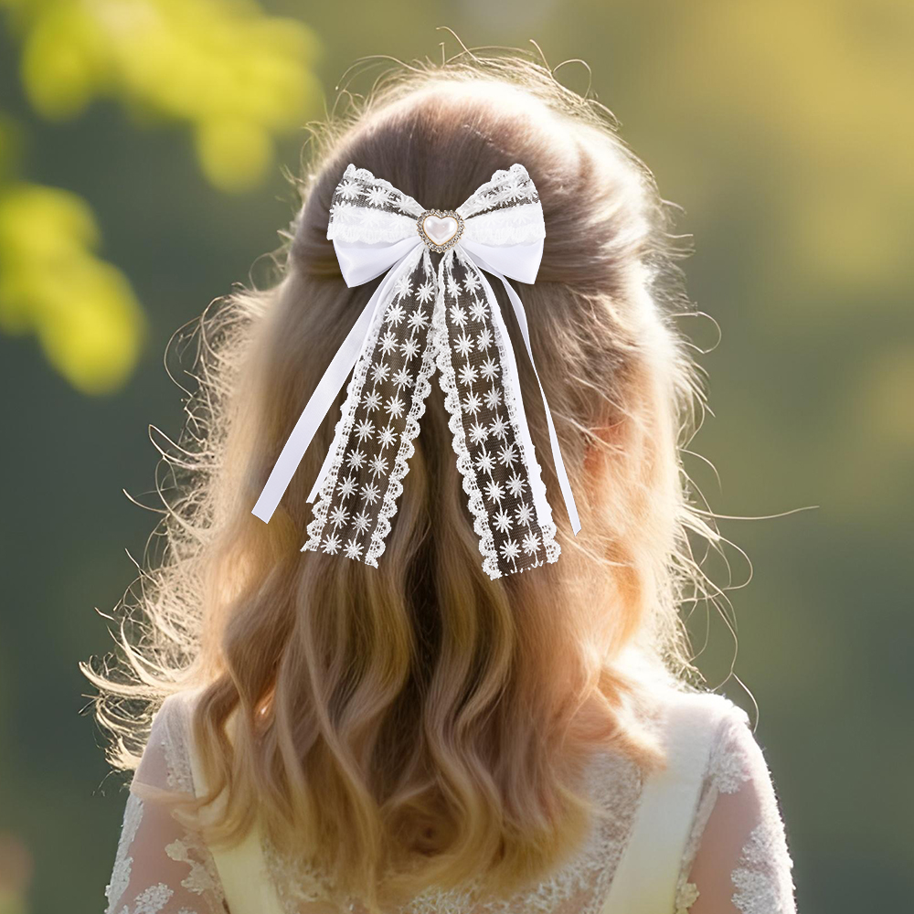 2Pcs Flower Lace Bow Hair Clip – обзор и цена Embroidery Ribbon