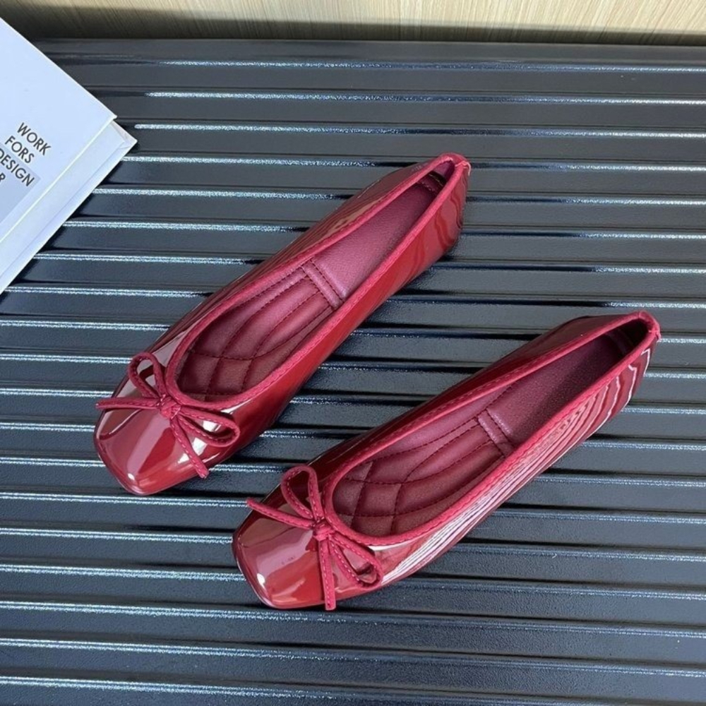 Women Nude Pink Patent Leather – обзор и цена Embroidery Flat Shoes