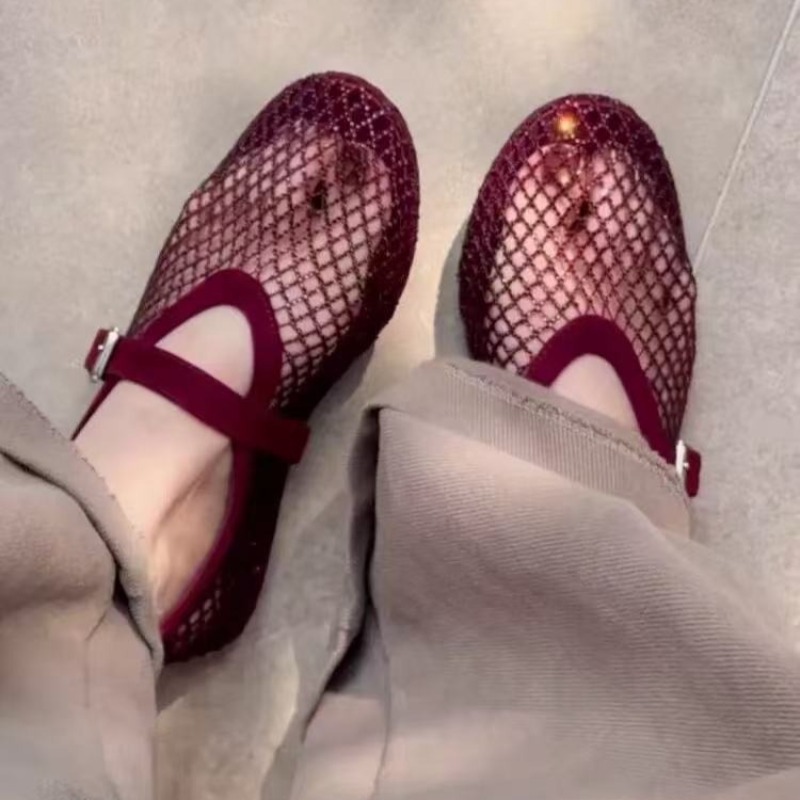 Hollow Rhinestone Baotou Sanda – обзор и цена Embroidery Flat Shoes
