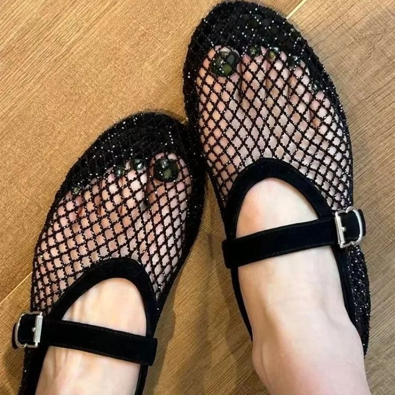 Hollow Rhinestone Baotou Sanda – обзор и цена Embroidery Flat Shoes