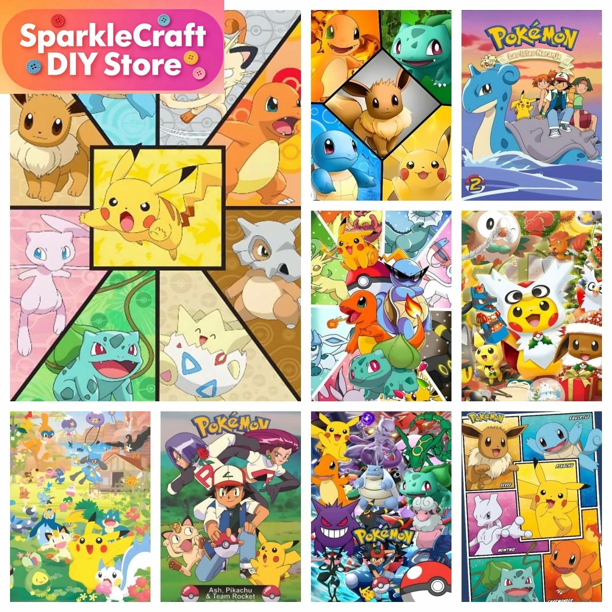 1pc frameless Cartoon Pokemon  – обзор и цена Embroidery Kit Set