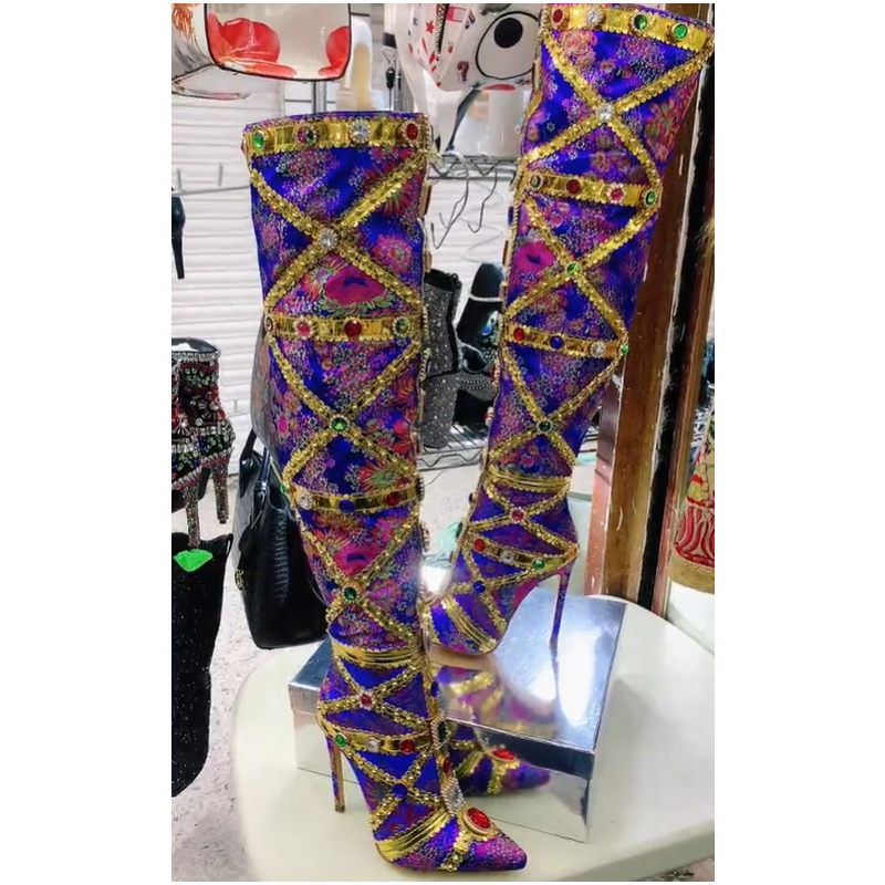 Multicolor Gemstone Gold Trim  – обзор и цена Embroidery Shoes