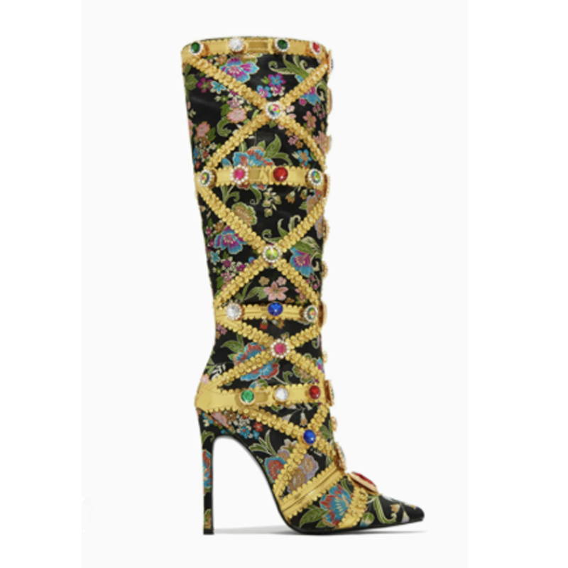Multicolor Gemstone Gold Trim  – обзор и цена Embroidery Shoes