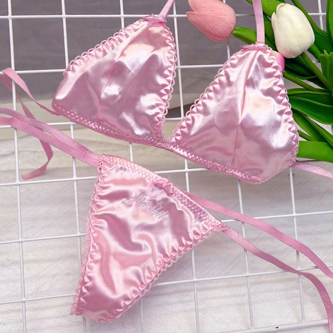 Custom Thongs Bra Sets Bikini  – обзор и цена Embroidery Name