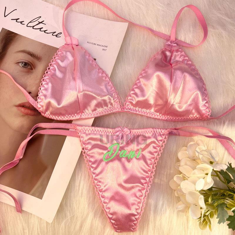 Custom Thongs Bra Sets Bikini  – обзор и цена Embroidery Name