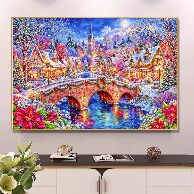 9ct 100x75cm Winter Church Emb – обзор и цена Embroidery Painting